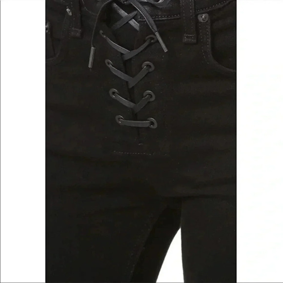 Rag & Bone black laced up skinny jeans in black coal - Picture 4 of 11
